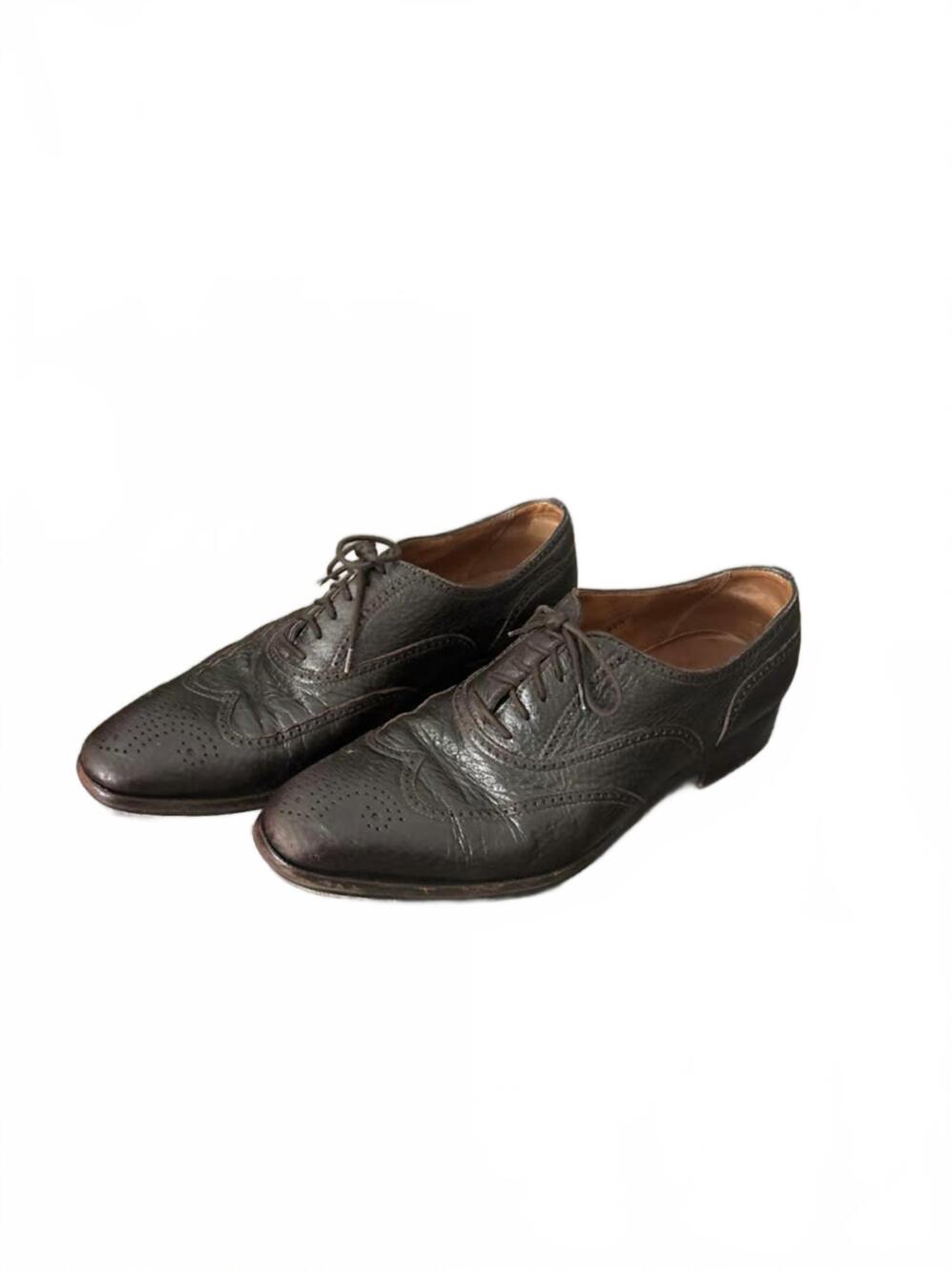 NEW GRAVATI men's peccary dress leather oxfords in dark brown